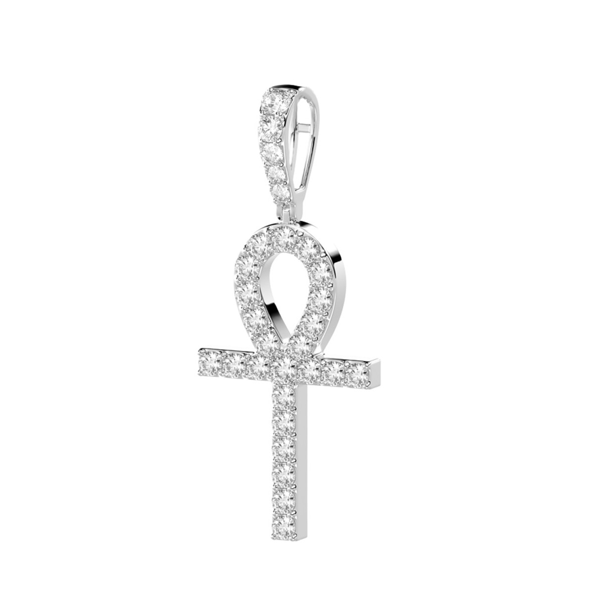 MEN'S CHARM PENDANT 2 1/2CT ROUND DIAMOND 14K WHITE GOLD