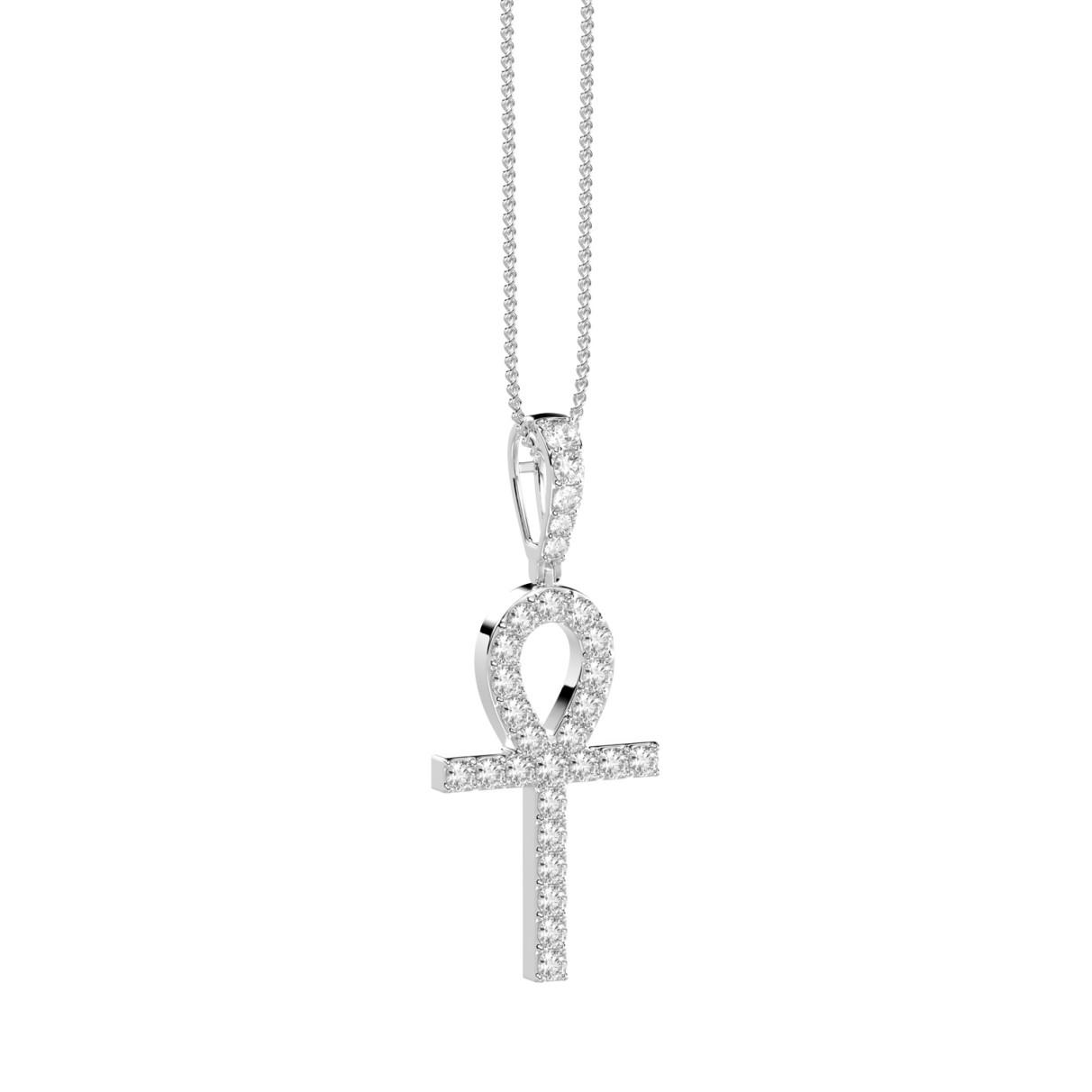 MEN'S CHARM PENDANT 2 1/2CT ROUND DIAMOND 14K WHITE GOLD