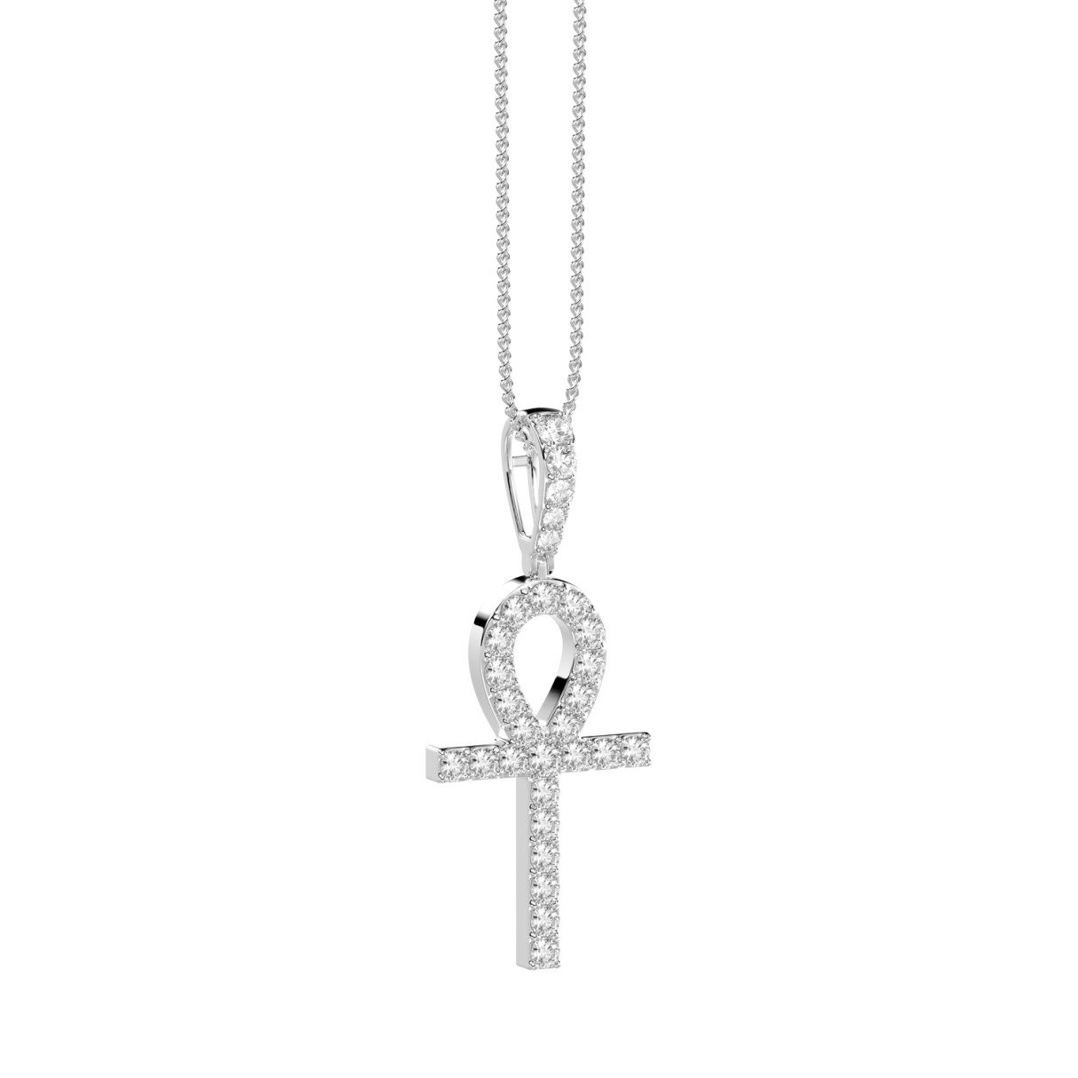 MEN'S CHARM PENDANT 2 1/2CT ROUND DIAMOND 14K WHITE GOLD