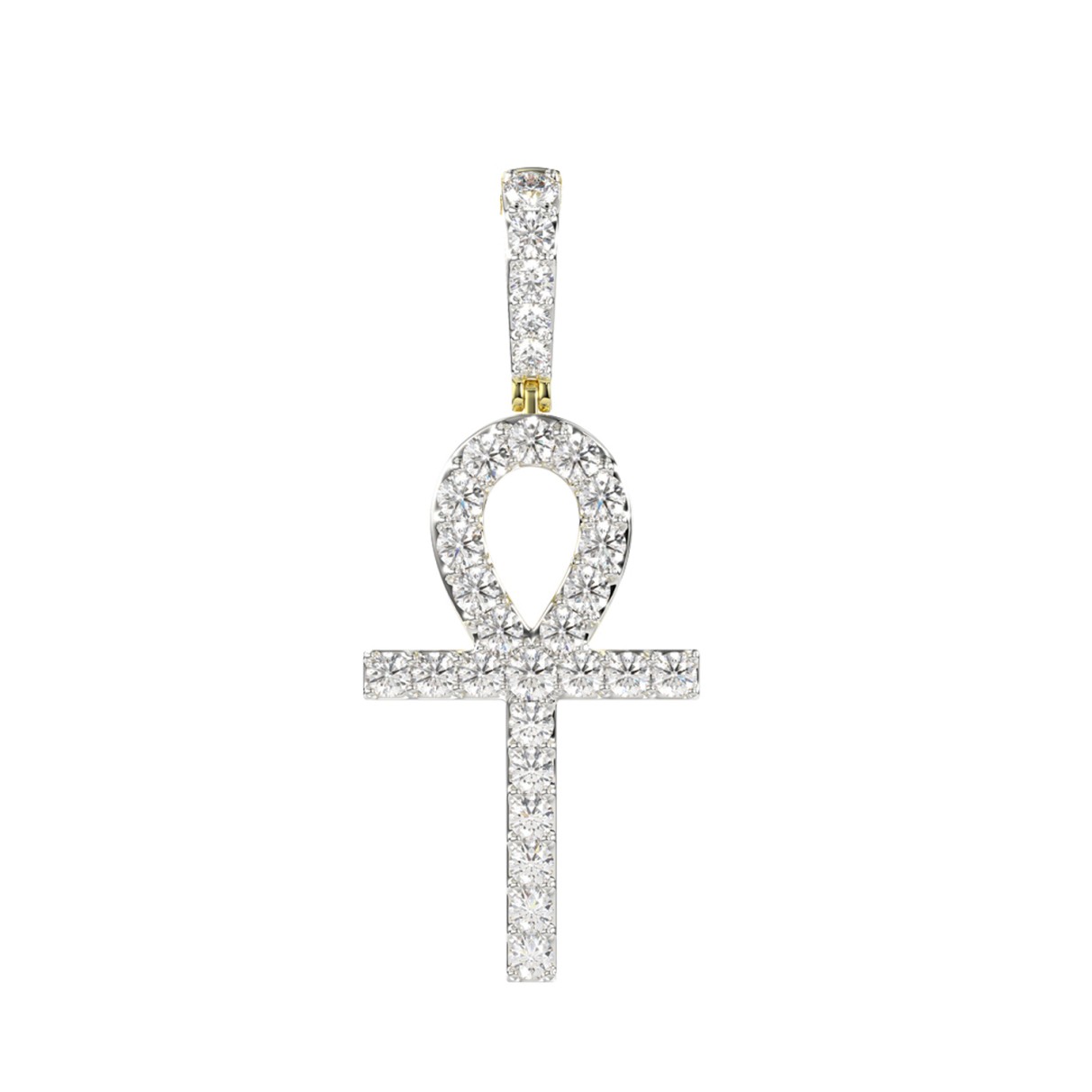 MEN'S CHARM PENDANT 2 1/2CT ROUND DIAMOND 14K YELL...