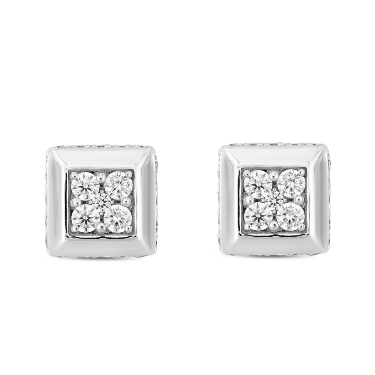 LADIES EARRINGS 1 1/2CT ROUND DIAMOND 14K WHITE GO...