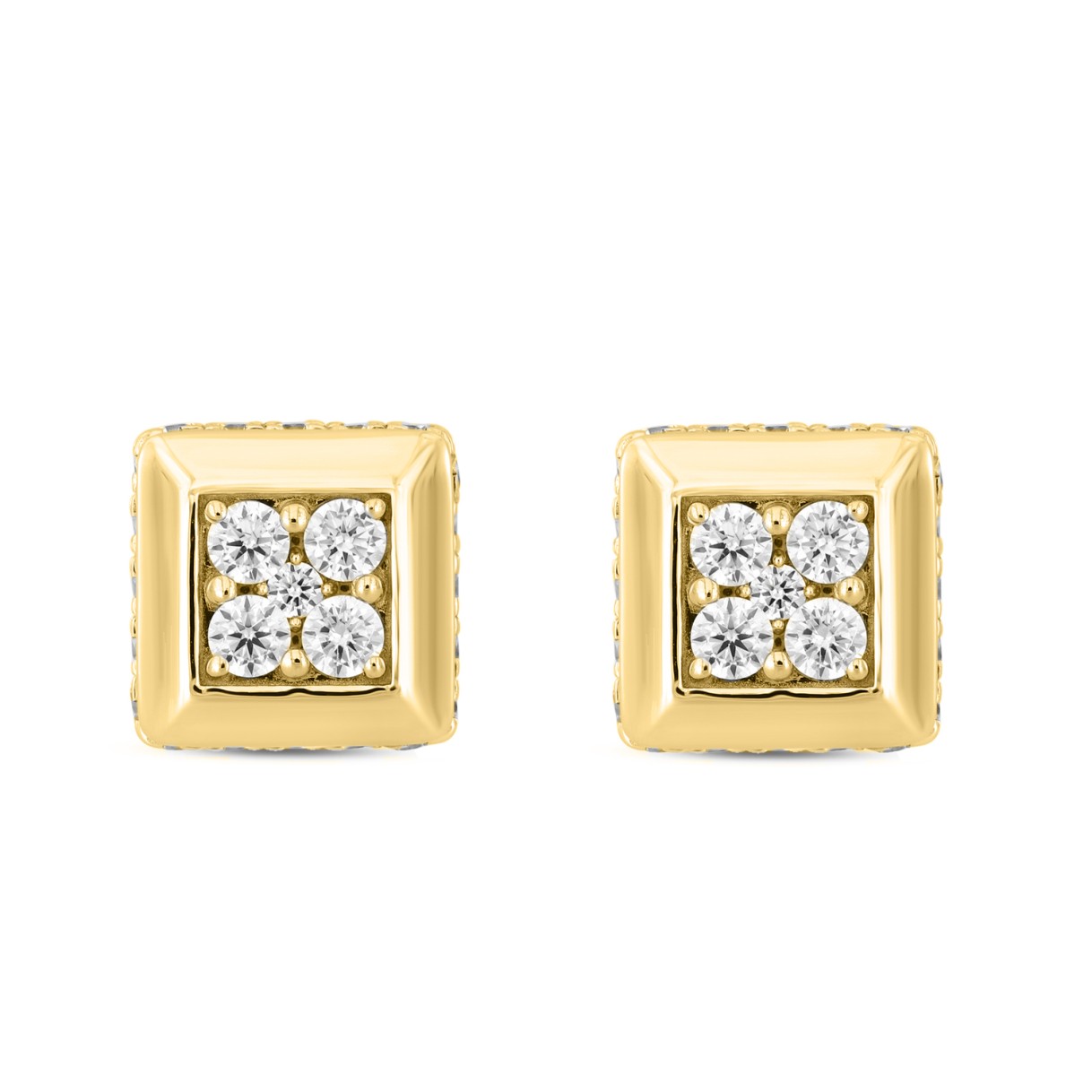 LADIES EARRINGS 1 1/2CT ROUND DIAMOND 14K YELLOW GOLD