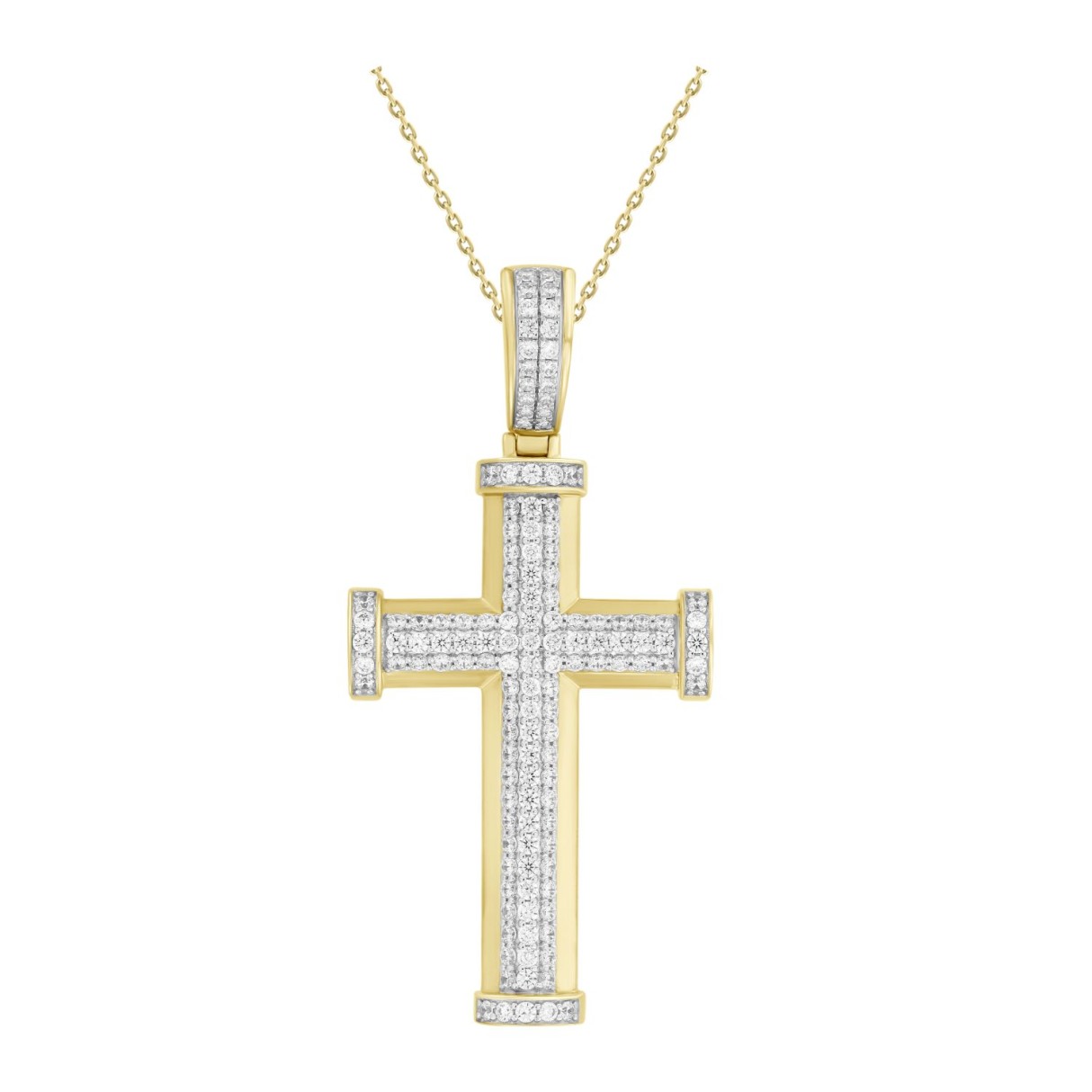 14K YELLOW GOLD 2 7/8CT ROUND DIAMOND MEN'S PENDANT