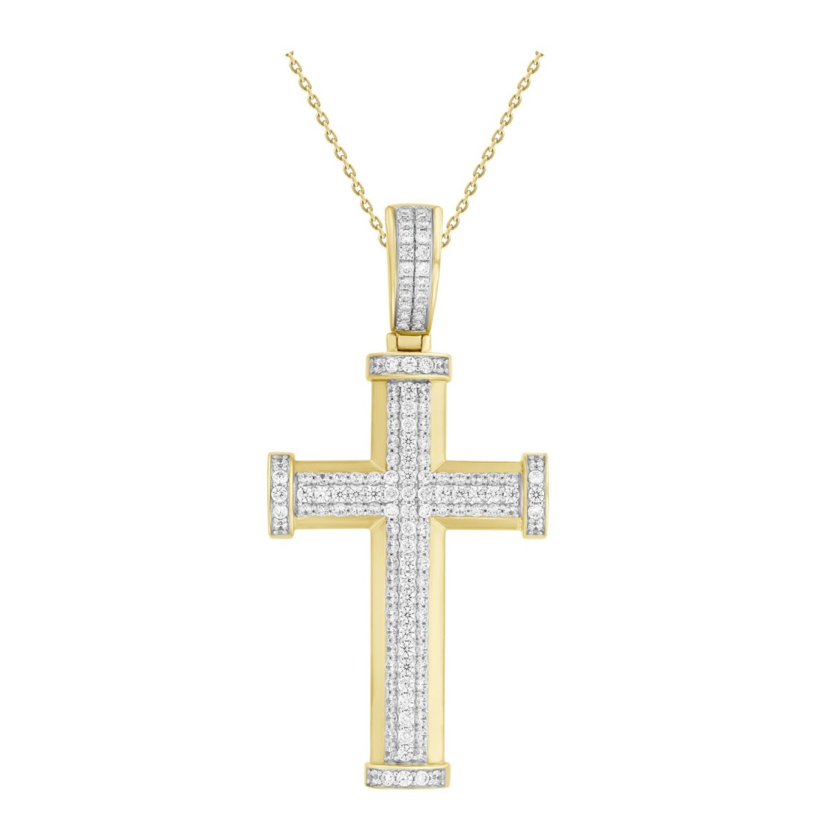 14K YELLOW GOLD 2 7/8CT ROUND DIAMOND MEN'S PENDANT
