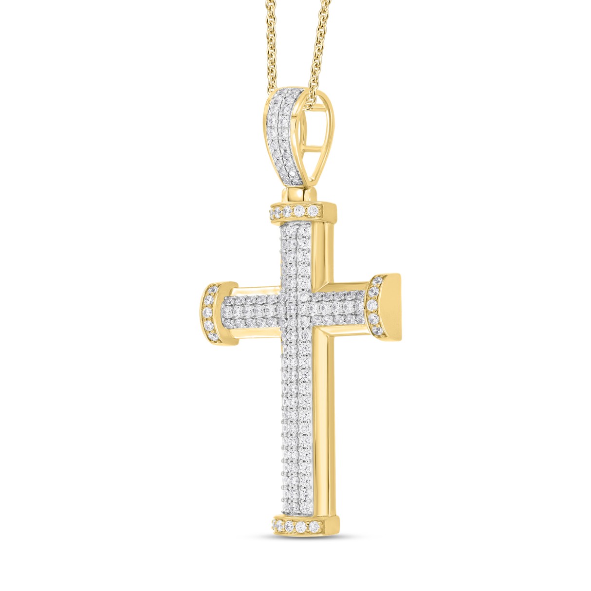 14K YELLOW GOLD 2 7/8CT ROUND DIAMOND MEN'S PENDANT