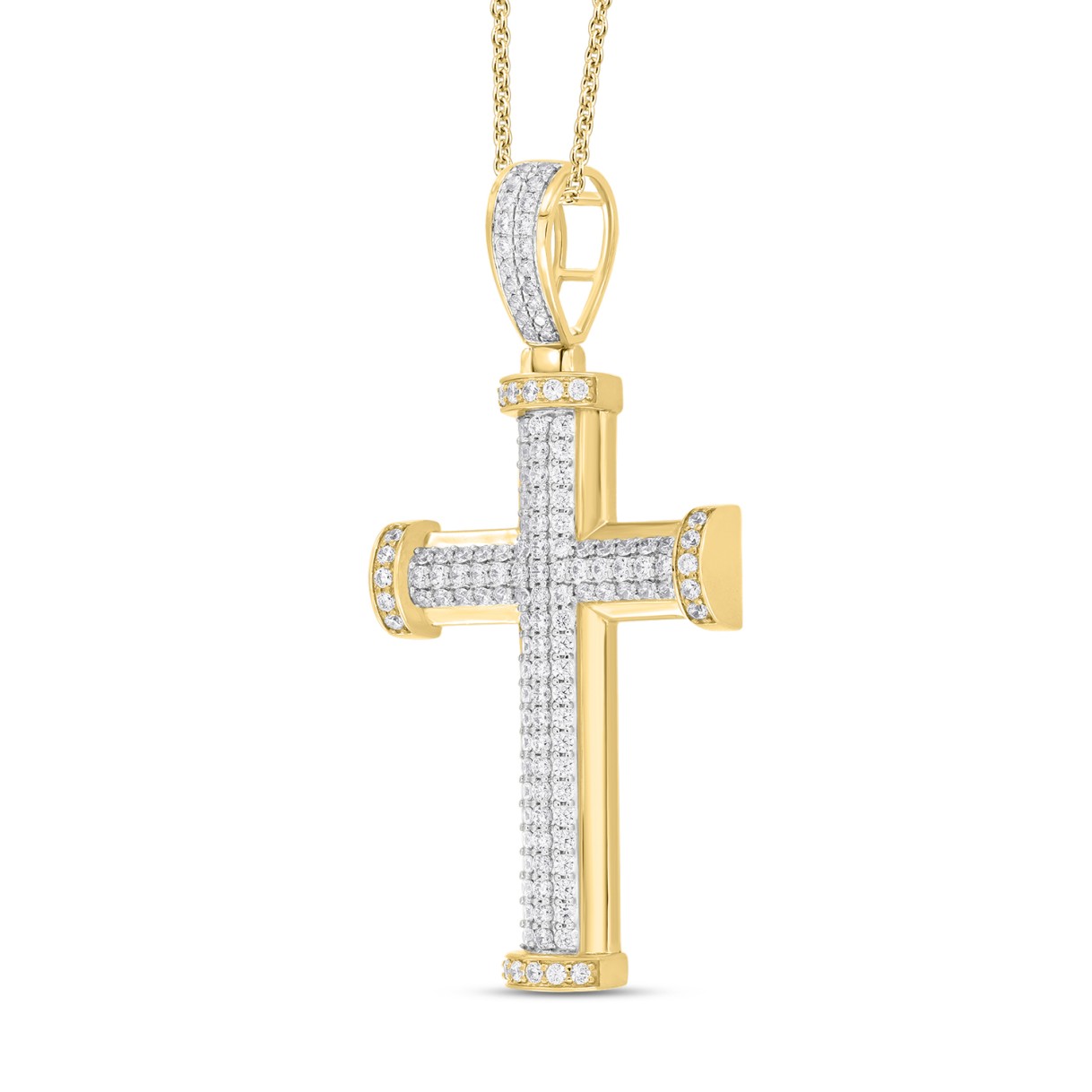 14K YELLOW GOLD 2 7/8CT ROUND DIAMOND MEN'S PENDANT
