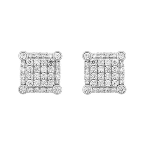 LADIES EARRINGS 1CT ROUND DIAMOND 14K WHITE GOLD LADIES EARRINGS 1CT ROUND DIAMOND 14K WHITE GOLD