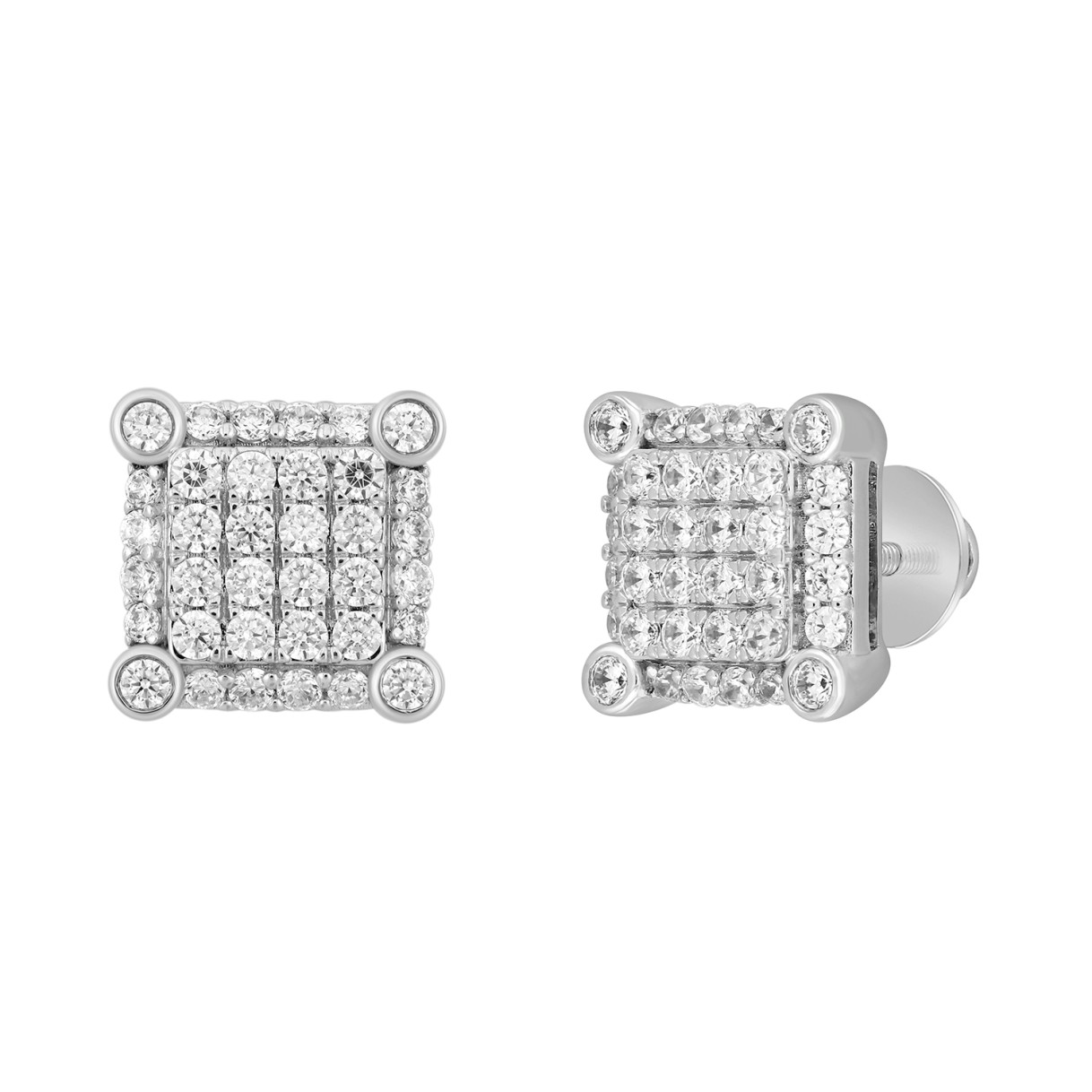 LADIES EARRINGS 1CT ROUND DIAMOND 14K WHITE GOLD