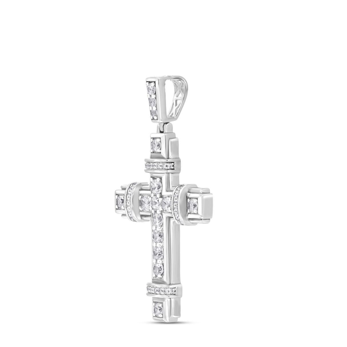 14K WHITE GOLD 2 1/2CT ROUND DIAMOND MEN'S PENDANT