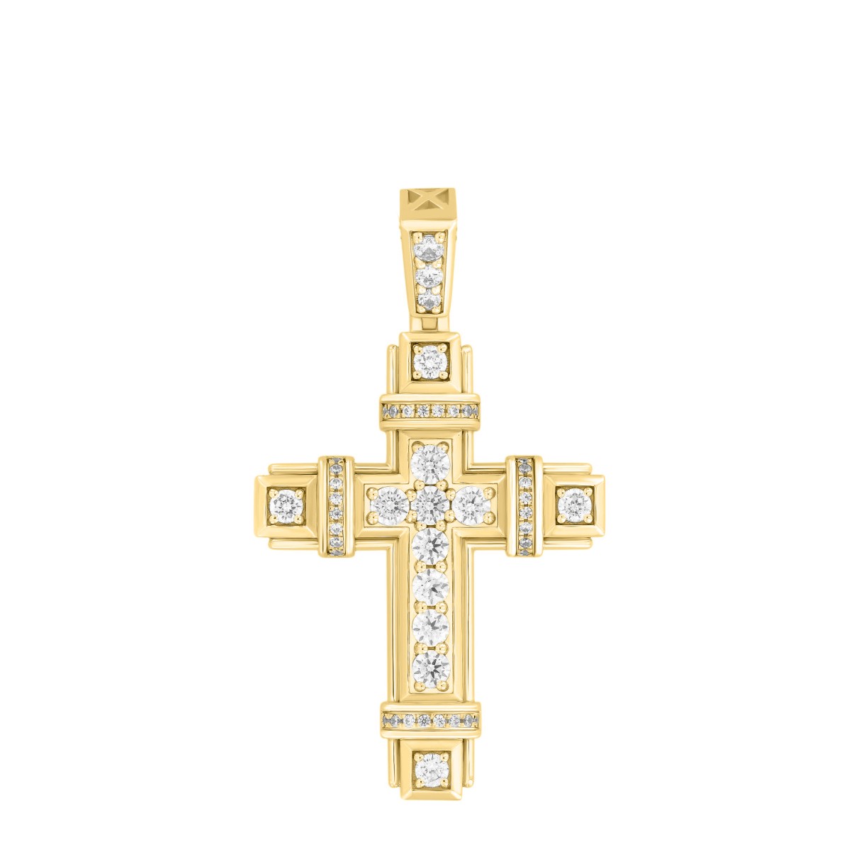 14K YELLOW GOLD 2 1/2CT ROUND DIAMOND MEN'S PENDAN...