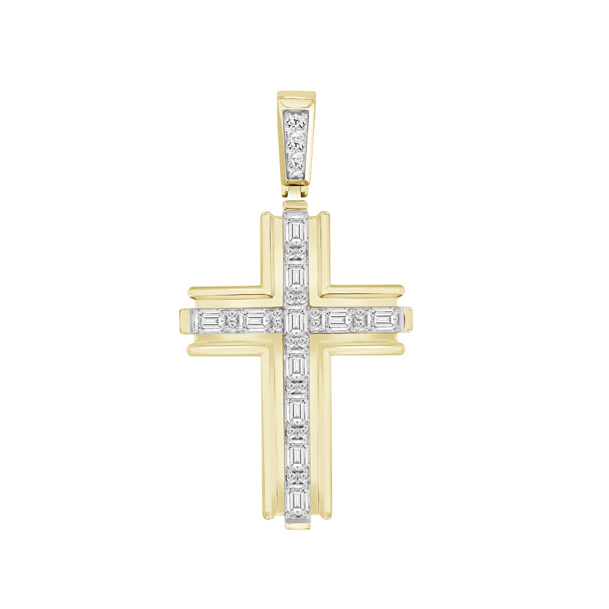 14K YELLOW GOLD 2 1/2CT ROUND/EMERALD DIAMOND MEN'S PENDANT