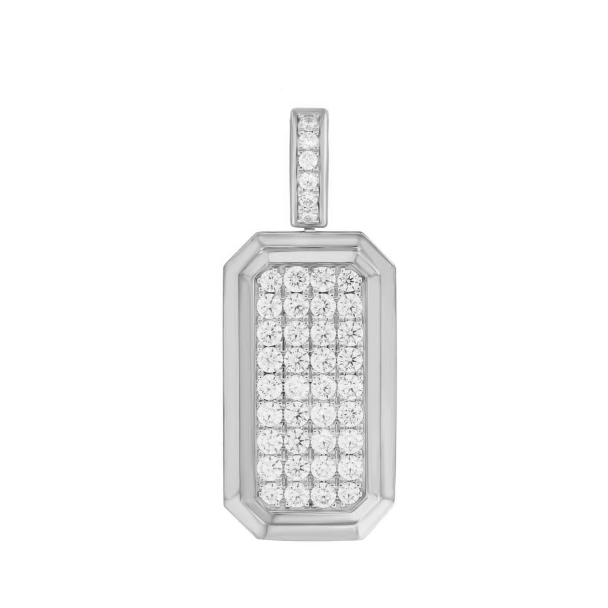 14K WHITE GOLD 4CT ROUND DIAMOND MEN'S PENDANT...