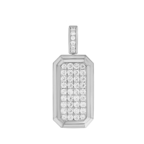 14K WHITE GOLD 4CT ROUND DIAMOND MEN'S PENDANT