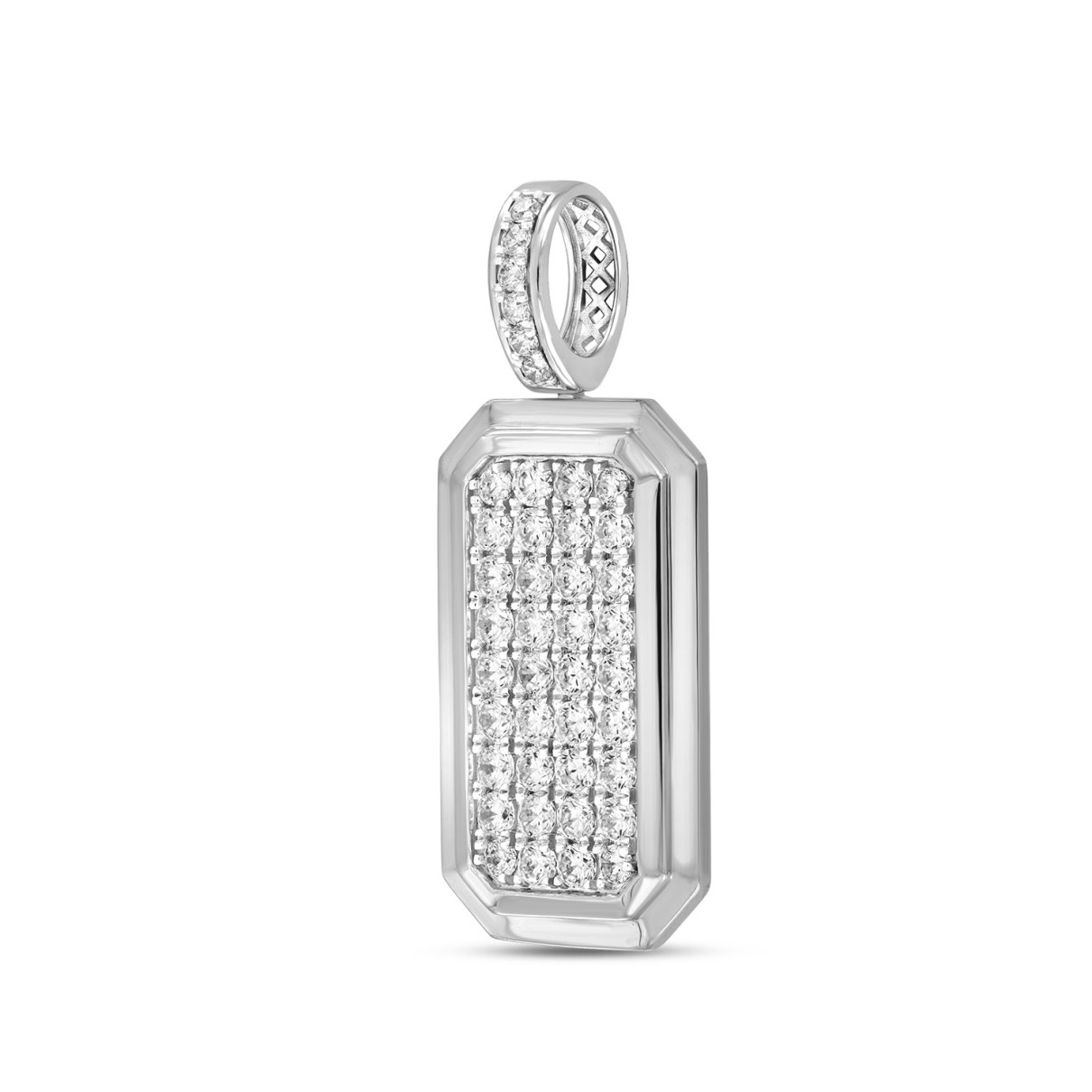 14K WHITE GOLD 4CT ROUND DIAMOND MEN'S PENDANT