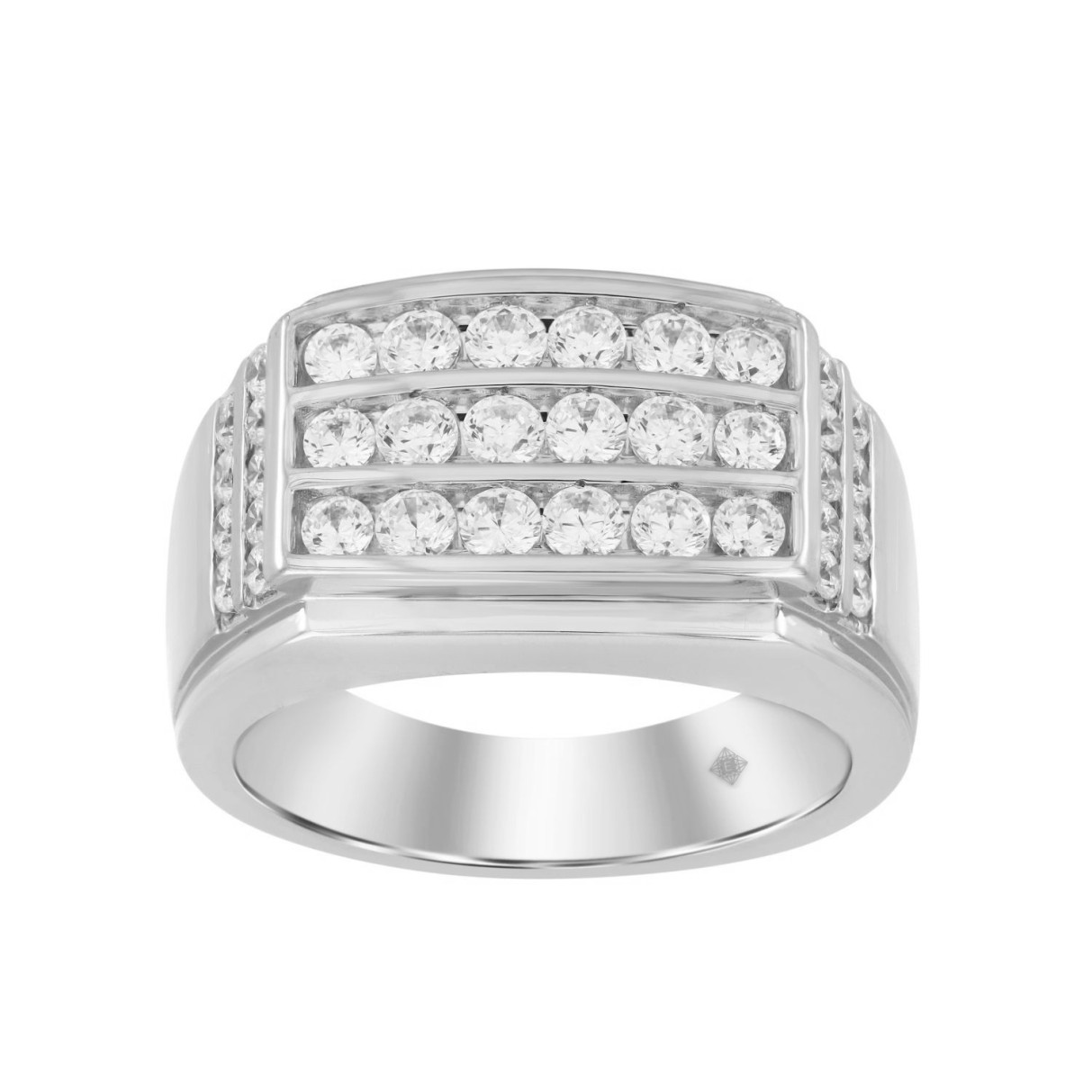 MEN'S RING 1 1/2CT ROUND DIAMOND 14K WHITE GOLD...