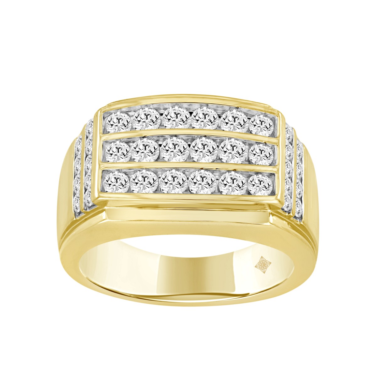 MEN'S RING 1 1/2CT ROUND DIAMOND 14K YELLOW GOLD