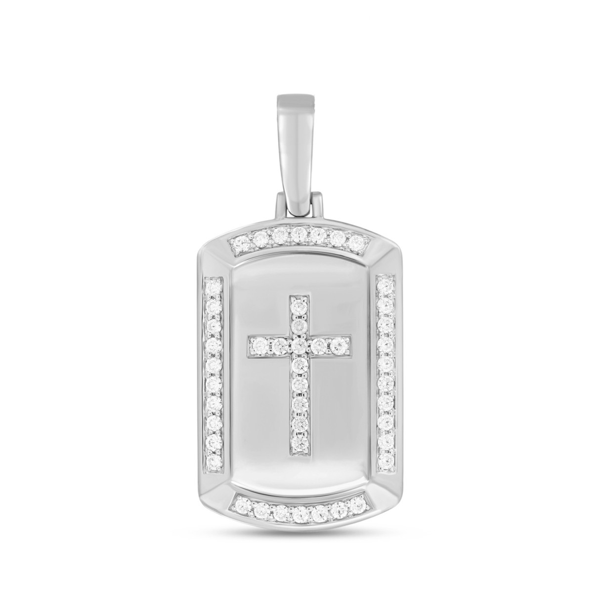 14K WHITE GOLD 1CT ROUND DIAMOND MEN'S PENDANT...