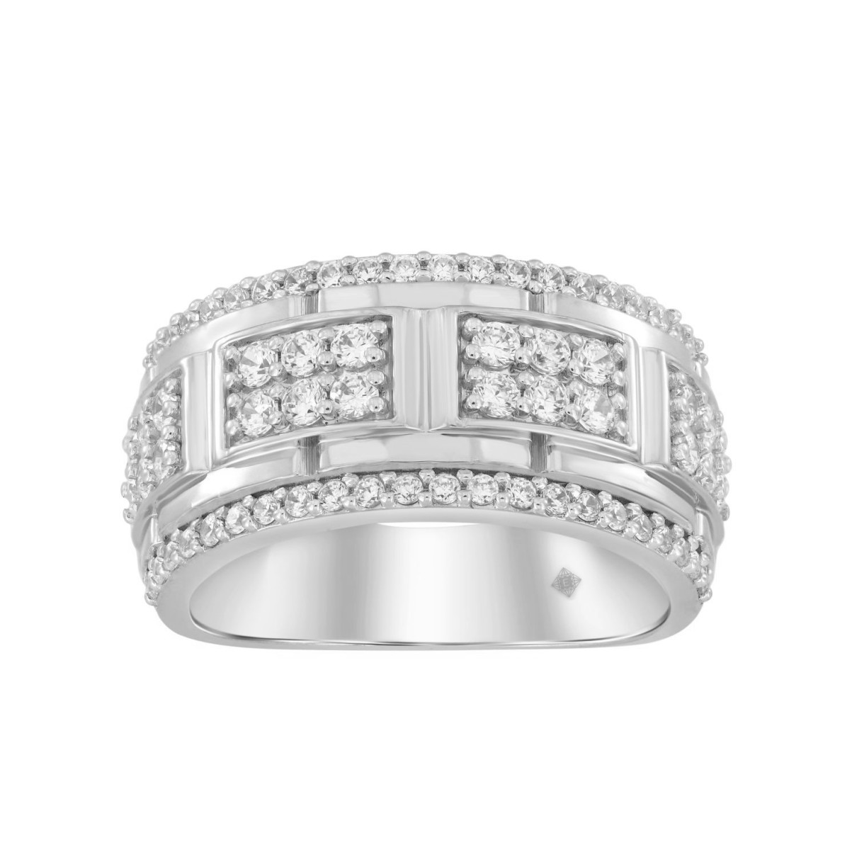 MEN'S RING 1 1/4CT ROUND DIAMOND 14K WHITE GOLD...