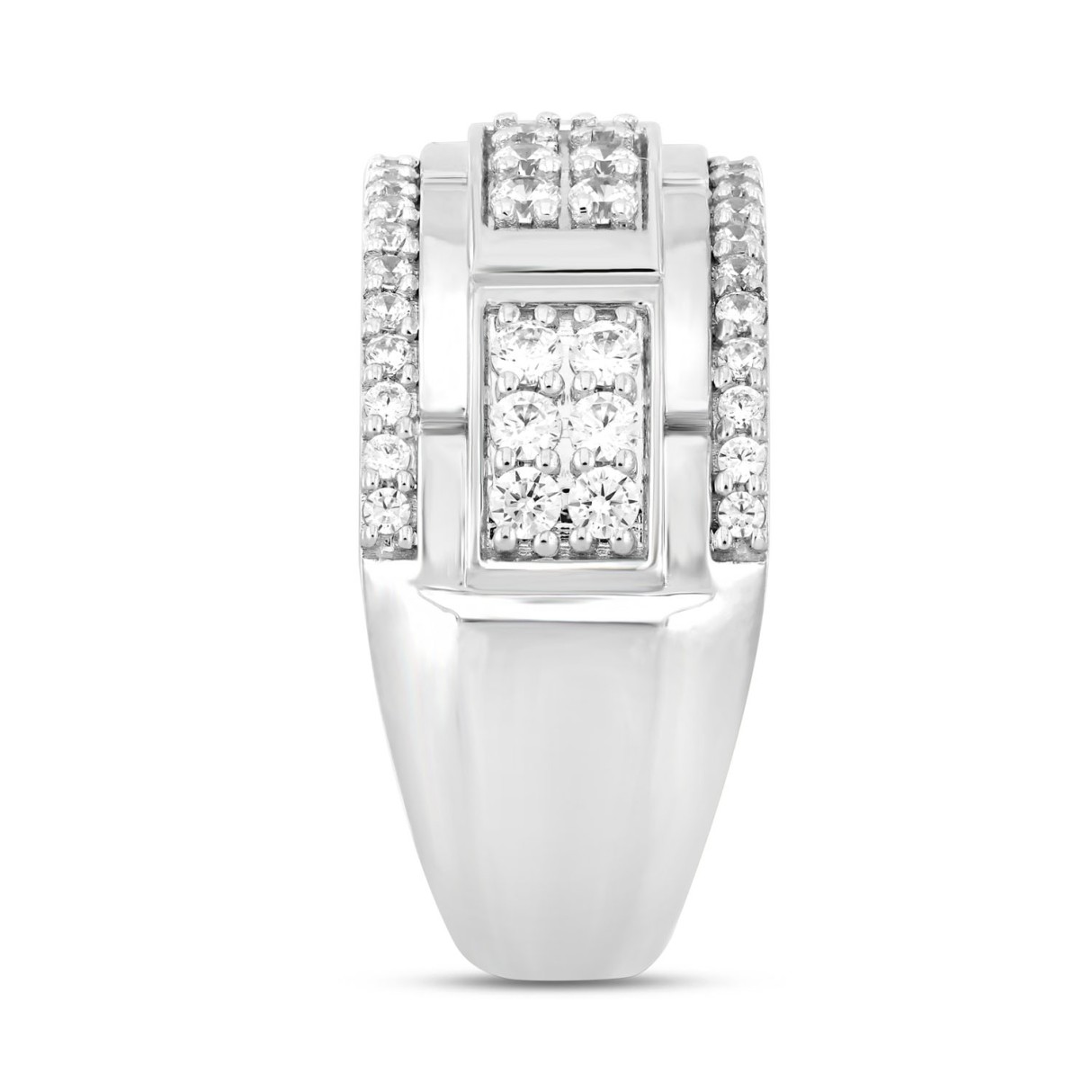 MEN'S RING 1 1/4CT ROUND DIAMOND 14K WHITE GOLD