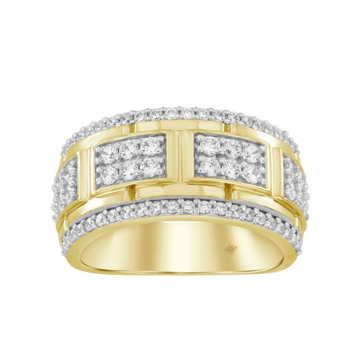 MEN'S RING 1 1/4CT ROUND DIAMOND 14K YELLOW GOLD...