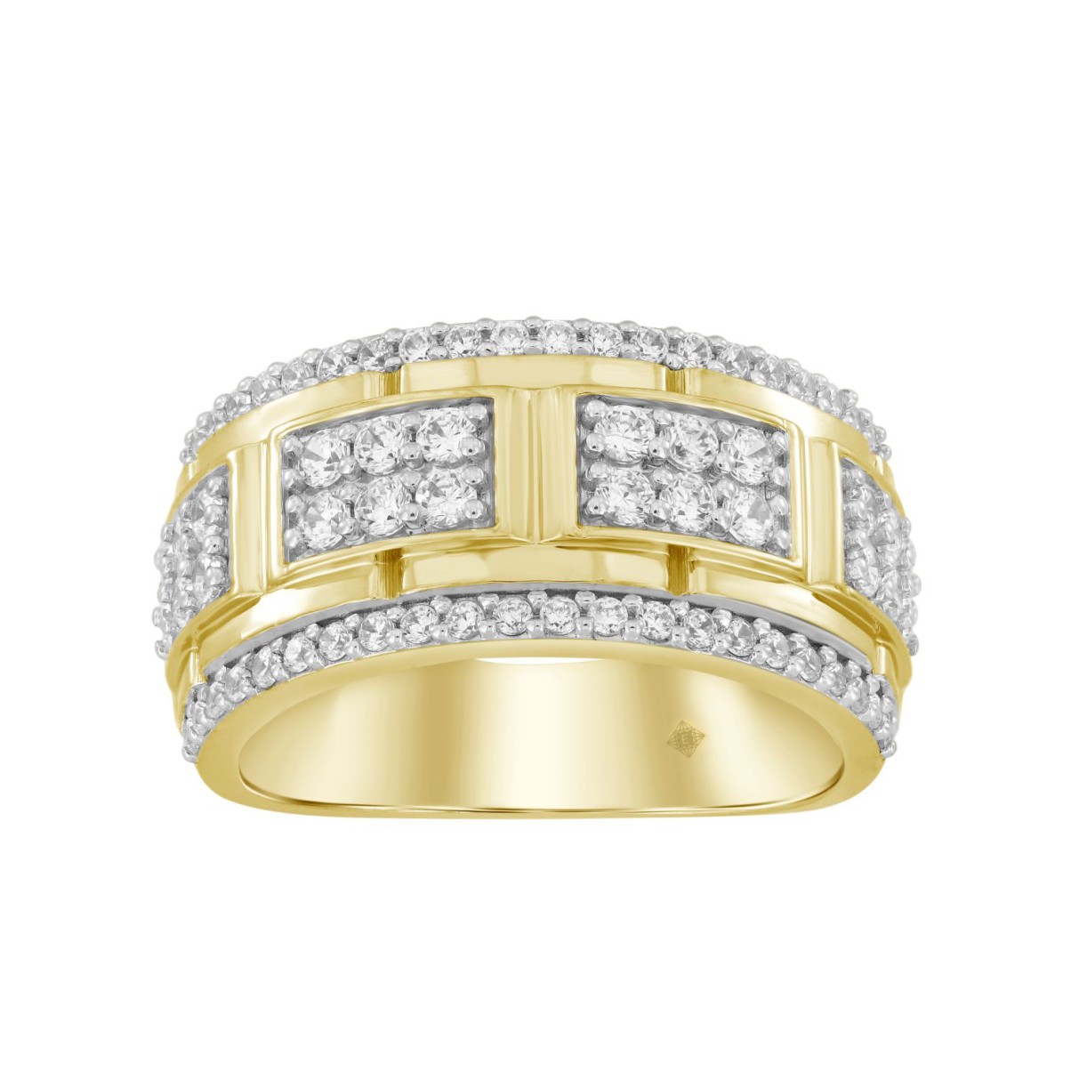 MEN'S RING 1 1/4CT ROUND DIAMOND 14K YELLOW GOLD...