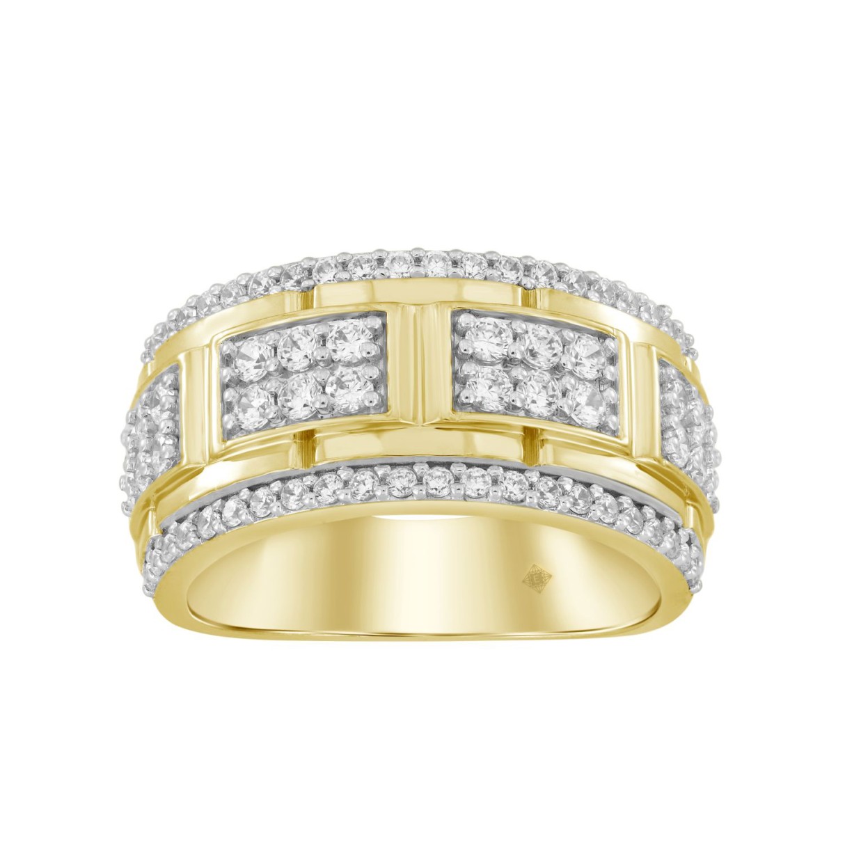 MEN'S RING 1 1/4CT ROUND DIAMOND 14K YELLOW GOLD