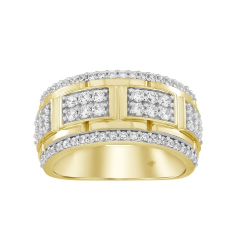 MEN'S RING 1 1/4CT ROUND DIAMOND 14K YELLOW GOLD