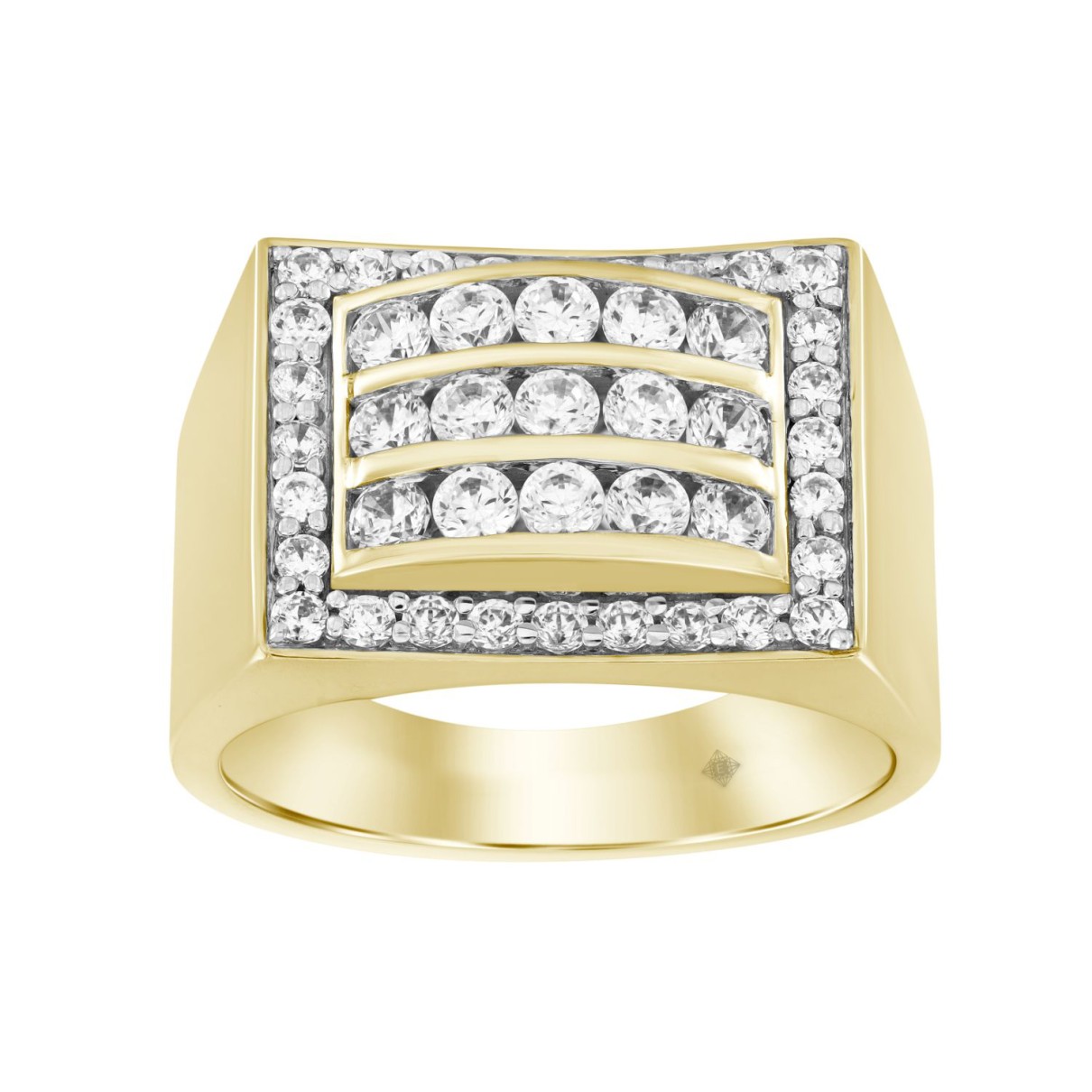 MEN'S RING 1 1/2CT ROUND DIAMOND 14K YELLOW GOLD...