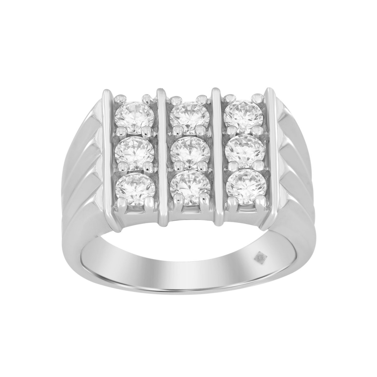 MEN'S RING 2CT ROUND DIAMOND 14K WHITE GOLD...