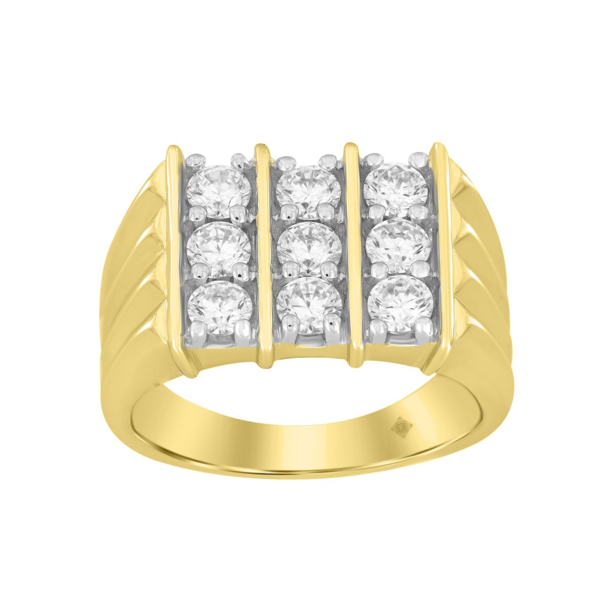 MEN'S RING 2CT ROUND DIAMOND 14K YELLOW GOLD...