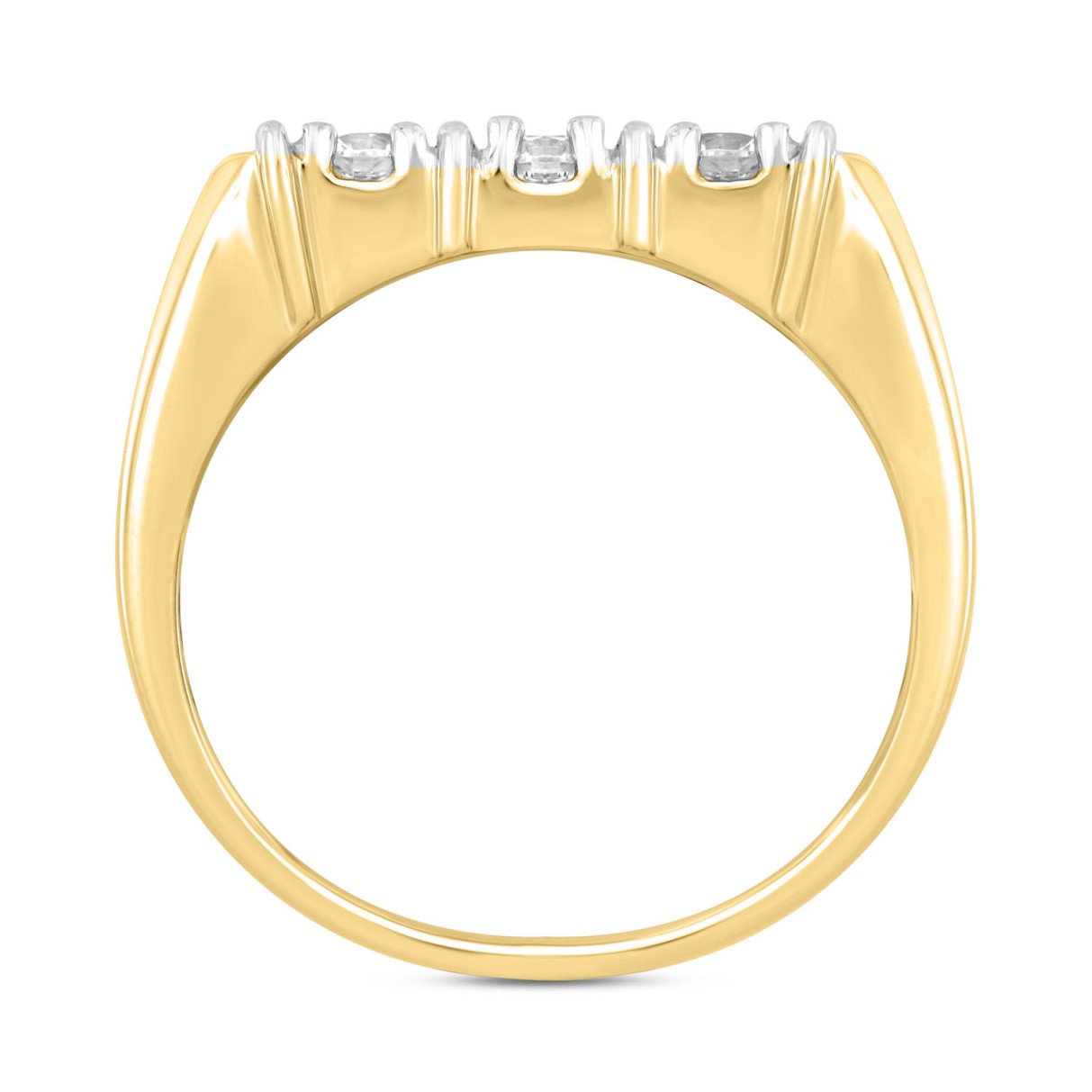 MEN'S RING 2CT ROUND DIAMOND 14K YELLOW GOLD