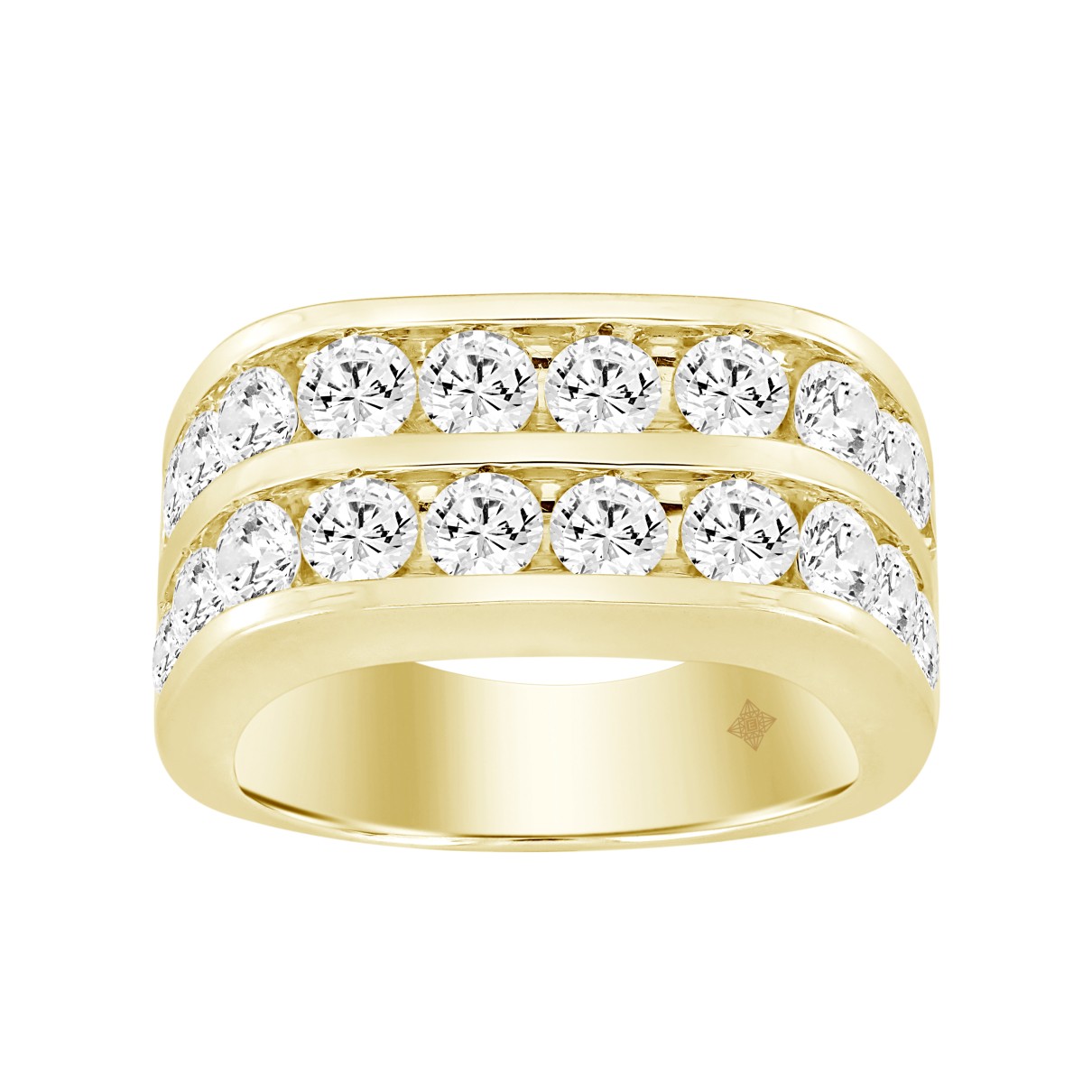 MEN'S RING 2 3/4CT ROUND DIAMOND 14K YELLOW GOLD