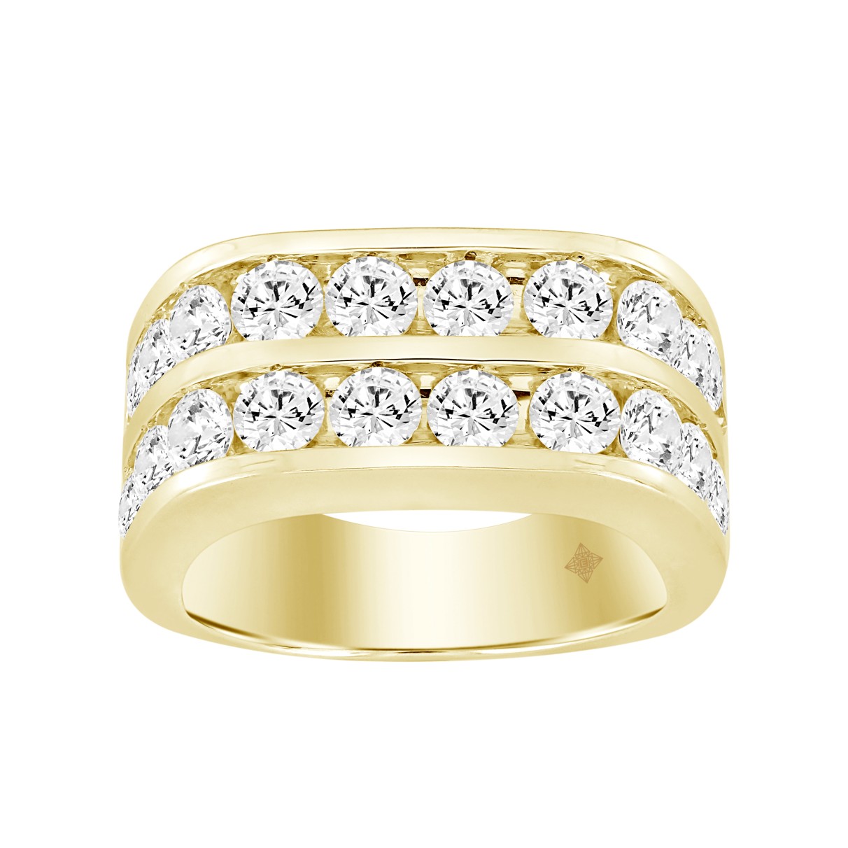 MEN'S RING 2 3/4CT ROUND DIAMOND 14K YELLOW GOLD...