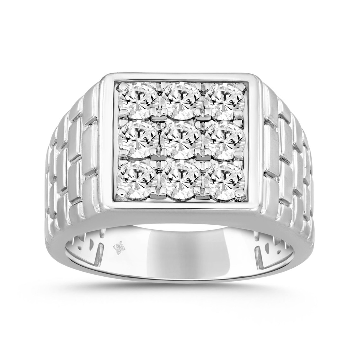 14K WHITE GOLD 1 1/2CT ROUND DIAMOND MEN'S RING...