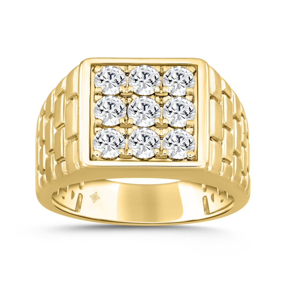 MENS RING 1 1/2CT ROUND DIAMOND 14K YELLOW GOLD ...