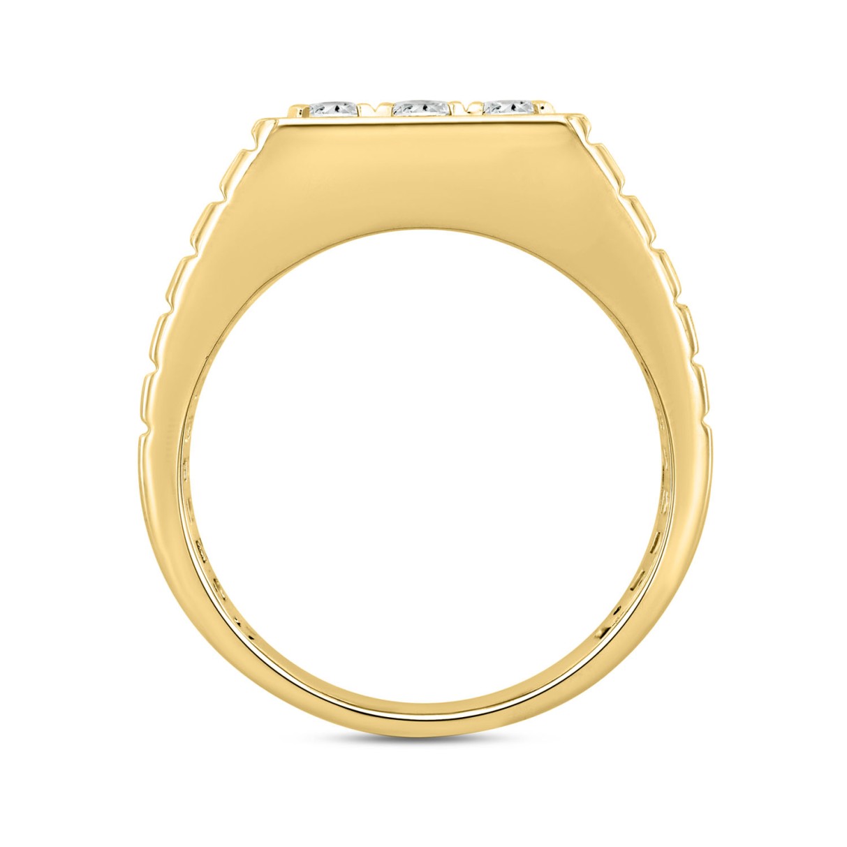 MENS RING 1 1/2CT ROUND DIAMOND 14K YELLOW GOLD 