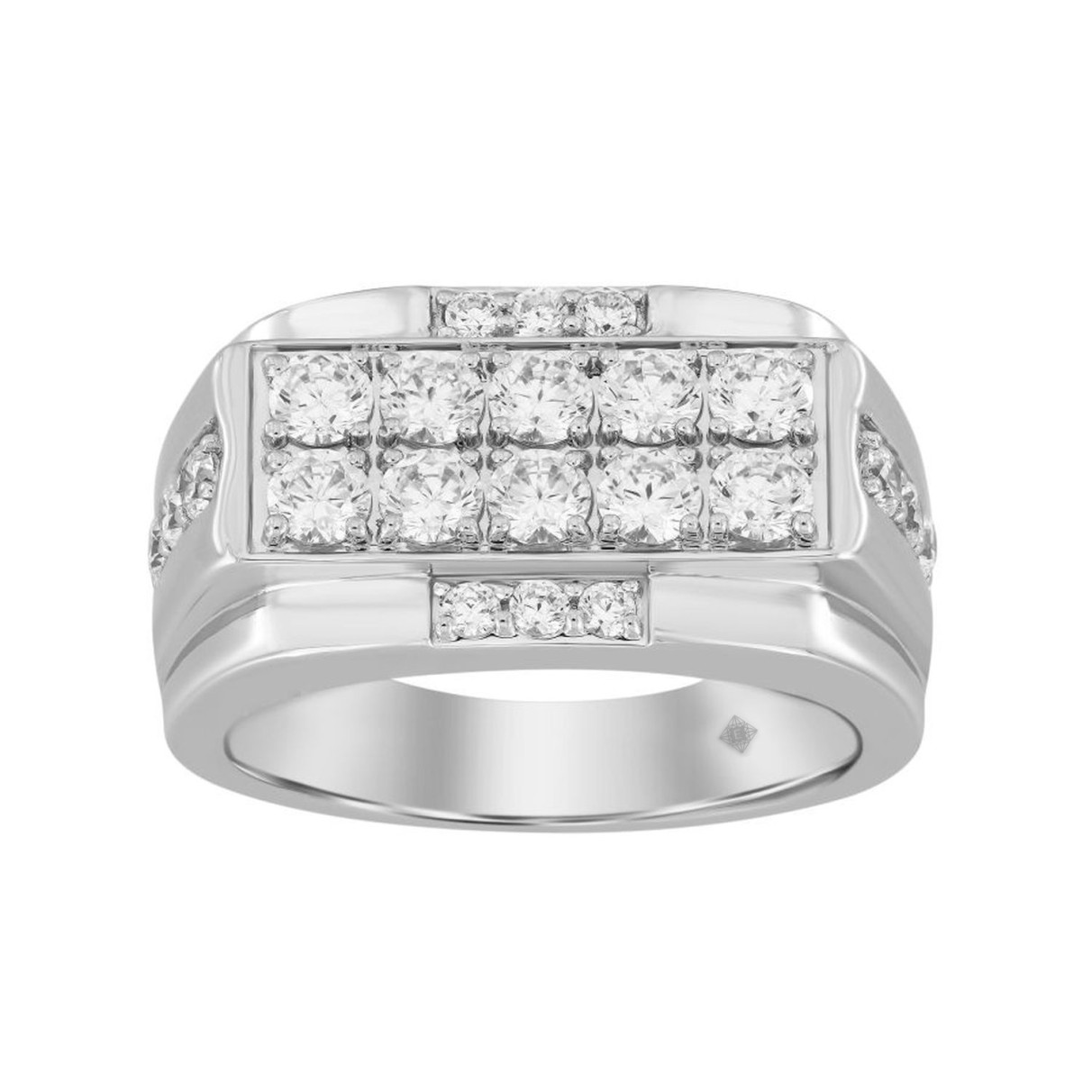 MEN'S RING 1 3/4CT ROUND DIAMOND 14K WHITE GOLD...