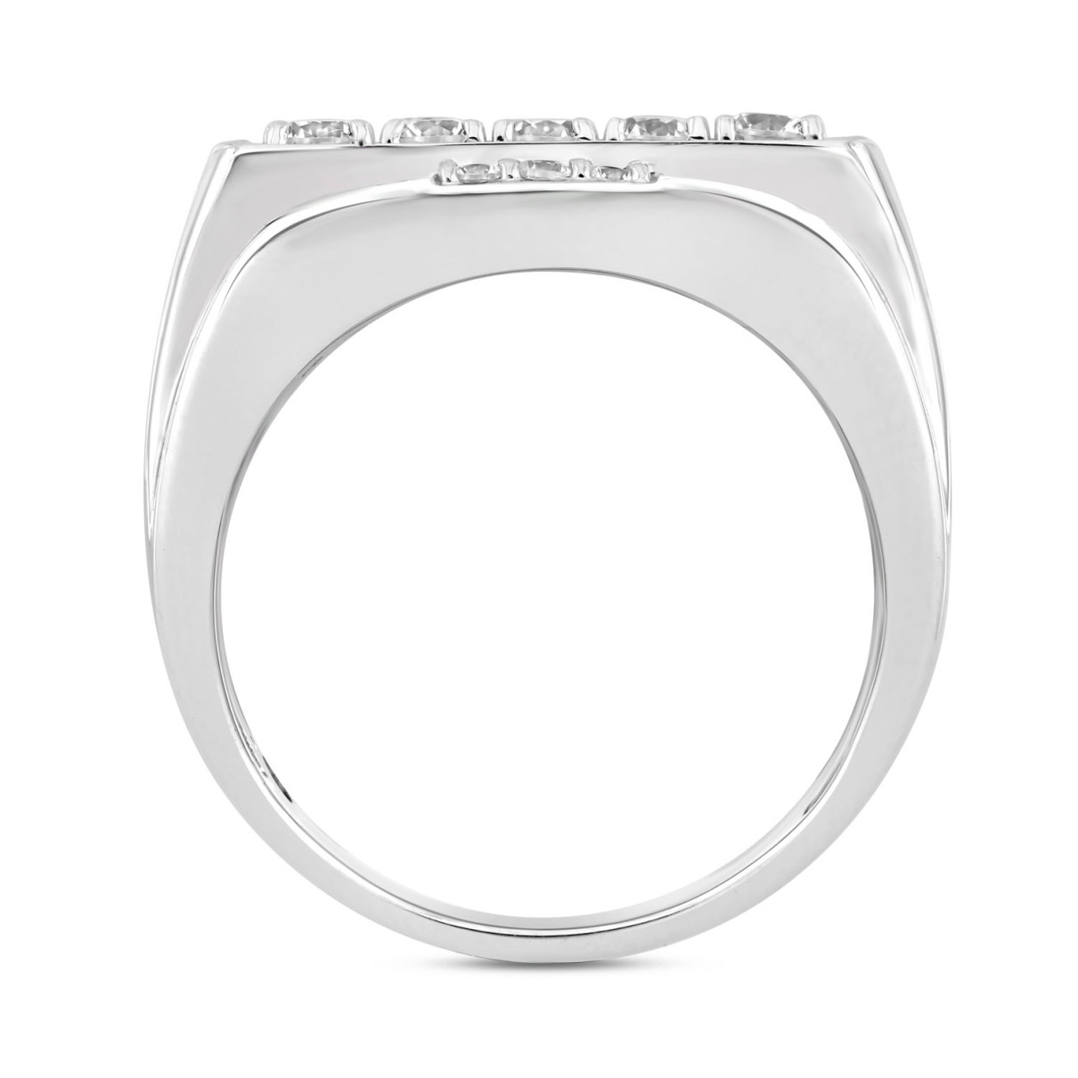 MEN'S RING 1 3/4CT ROUND DIAMOND 14K WHITE GOLD