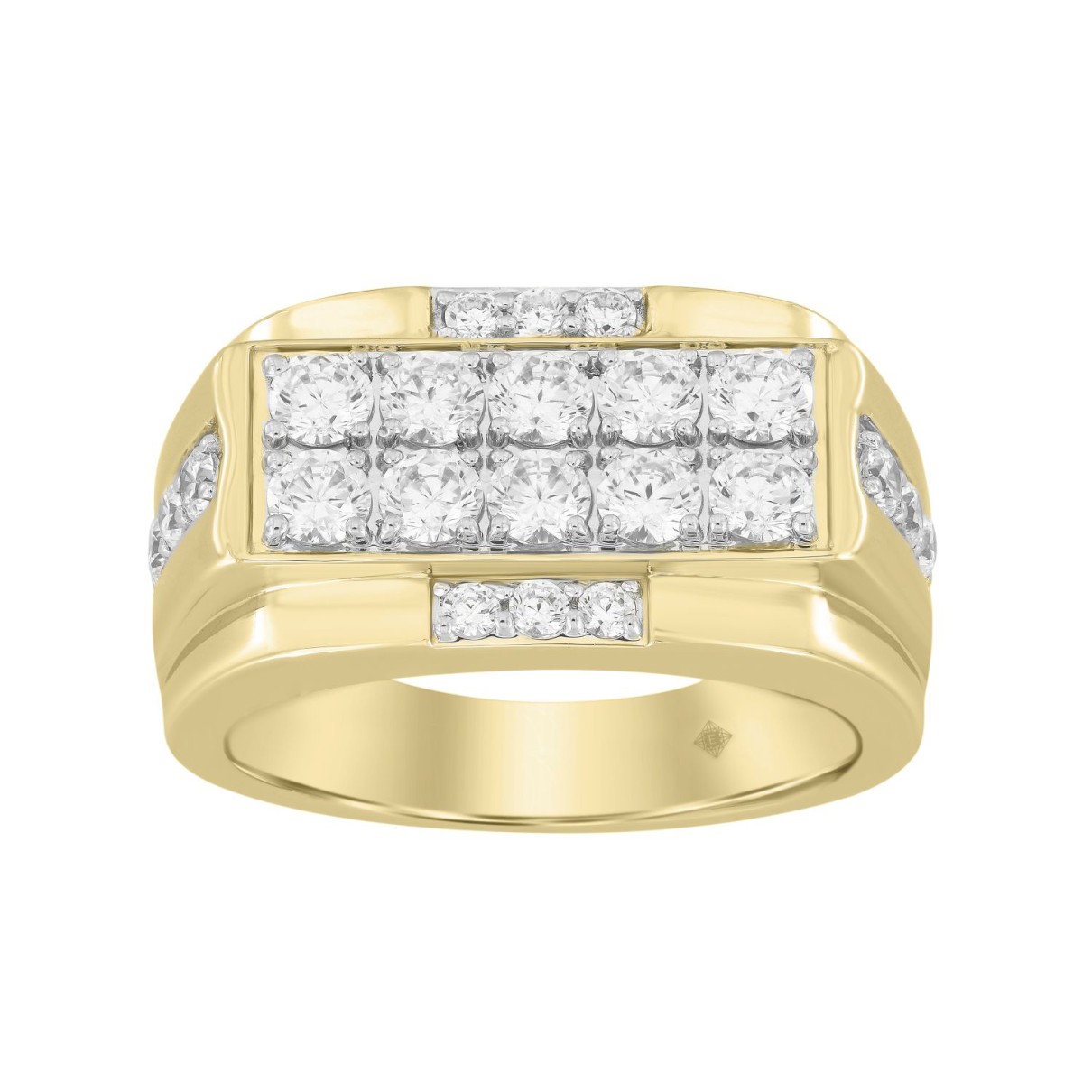 MEN'S RING 1 3/4CT ROUND DIAMOND 14K YELLOW GOLD