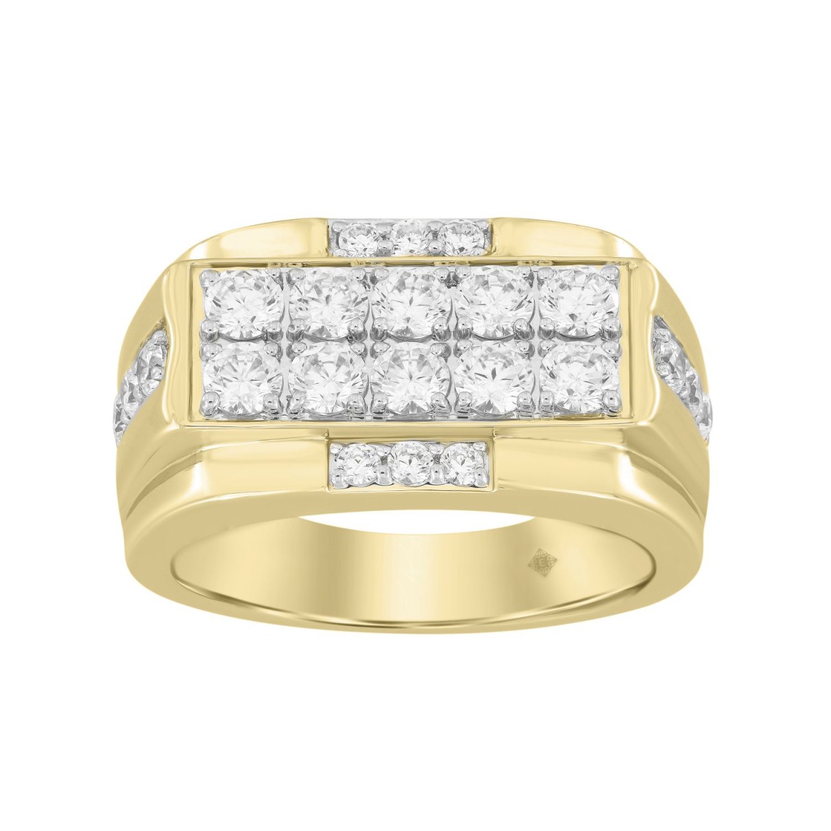 MEN'S RING 1 3/4CT ROUND DIAMOND 14K YELLOW GOLD...