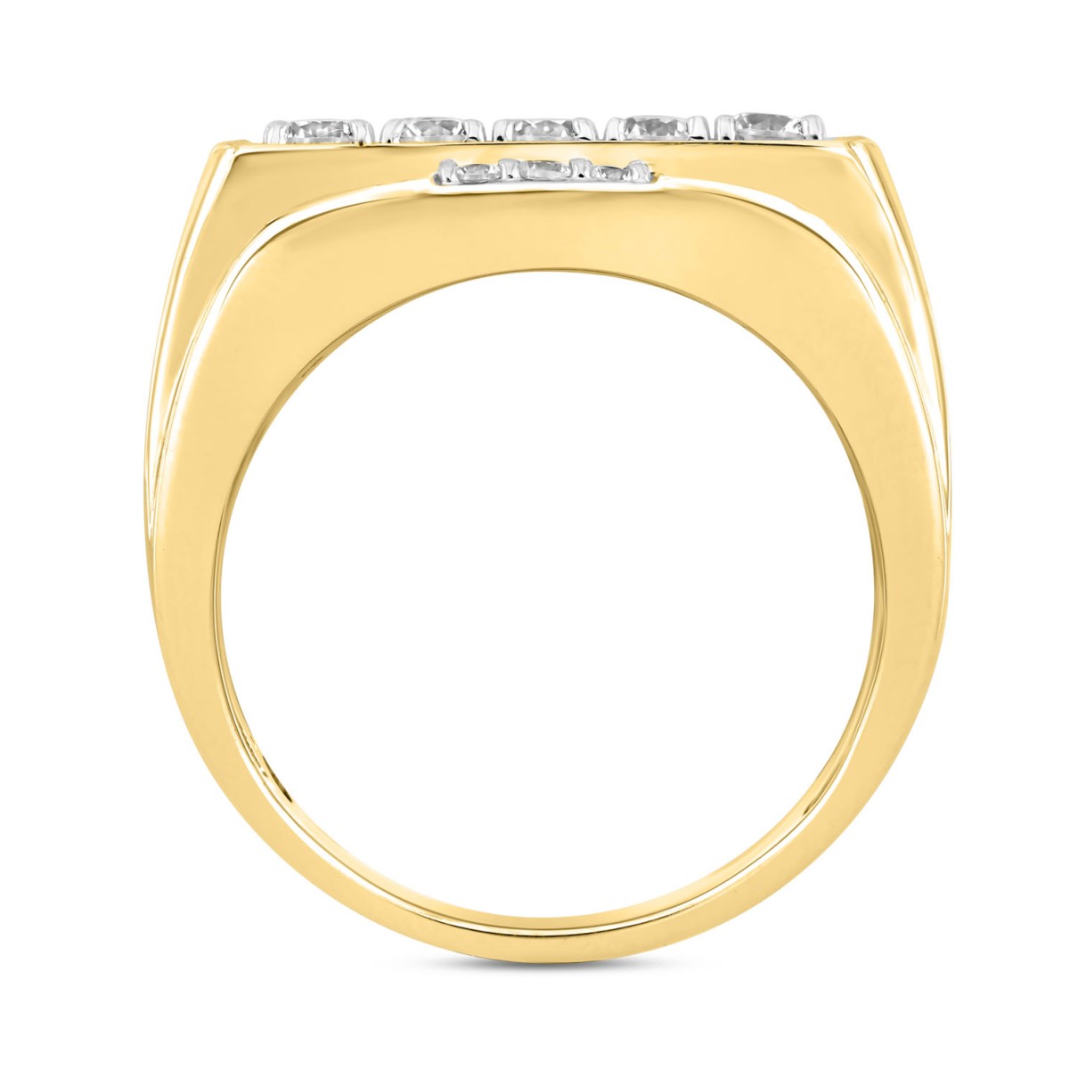 MEN'S RING 1 3/4CT ROUND DIAMOND 14K YELLOW GOLD