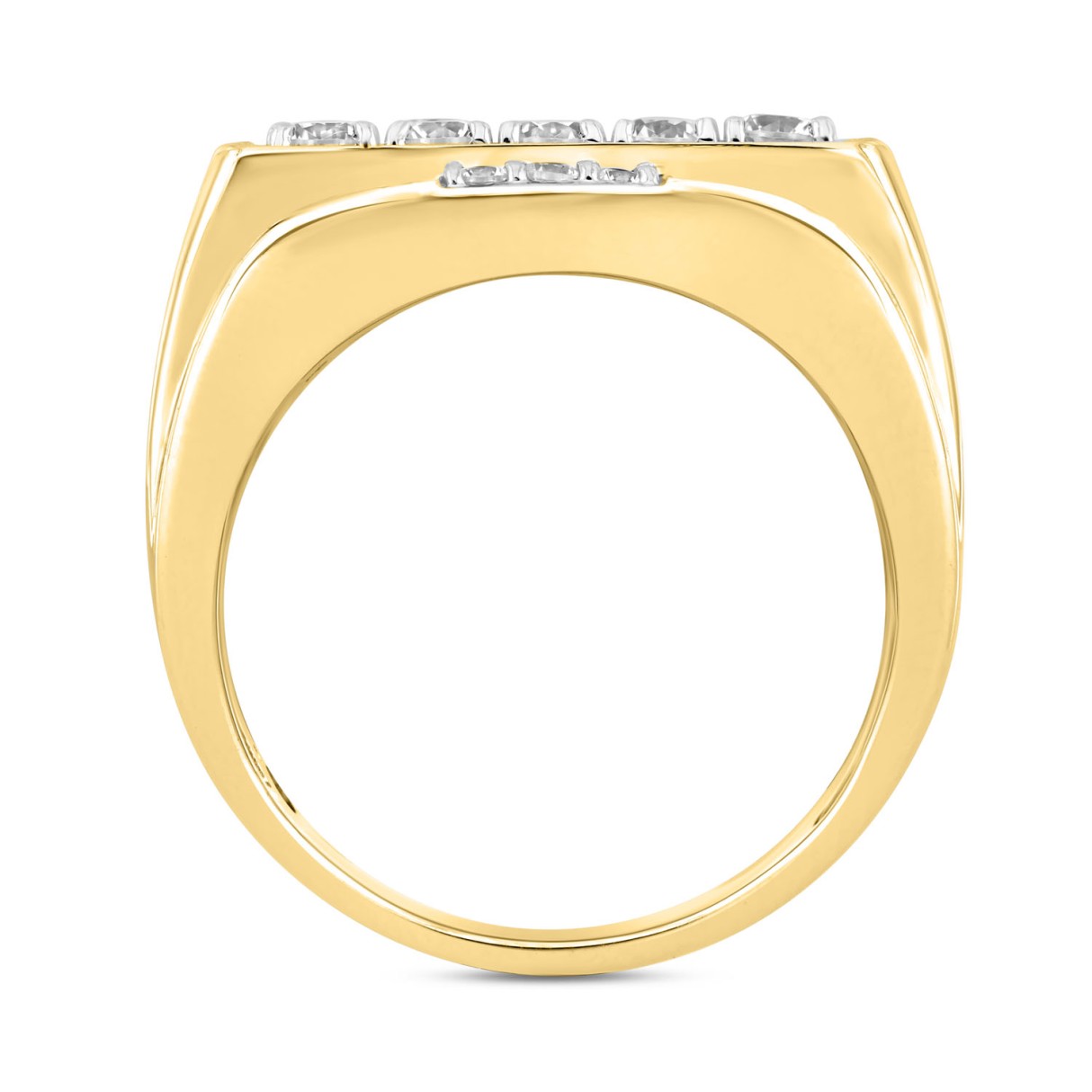 MEN'S RING 1 3/4CT ROUND DIAMOND 14K YELLOW GOLD