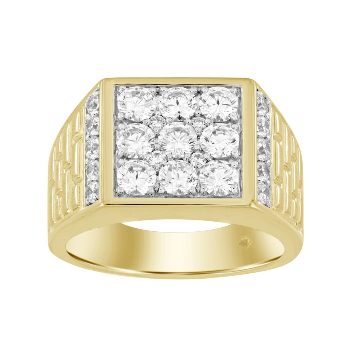 14K YELLOW GOLD 1 3/4CT ROUND DIAMOND MEN'S RING...