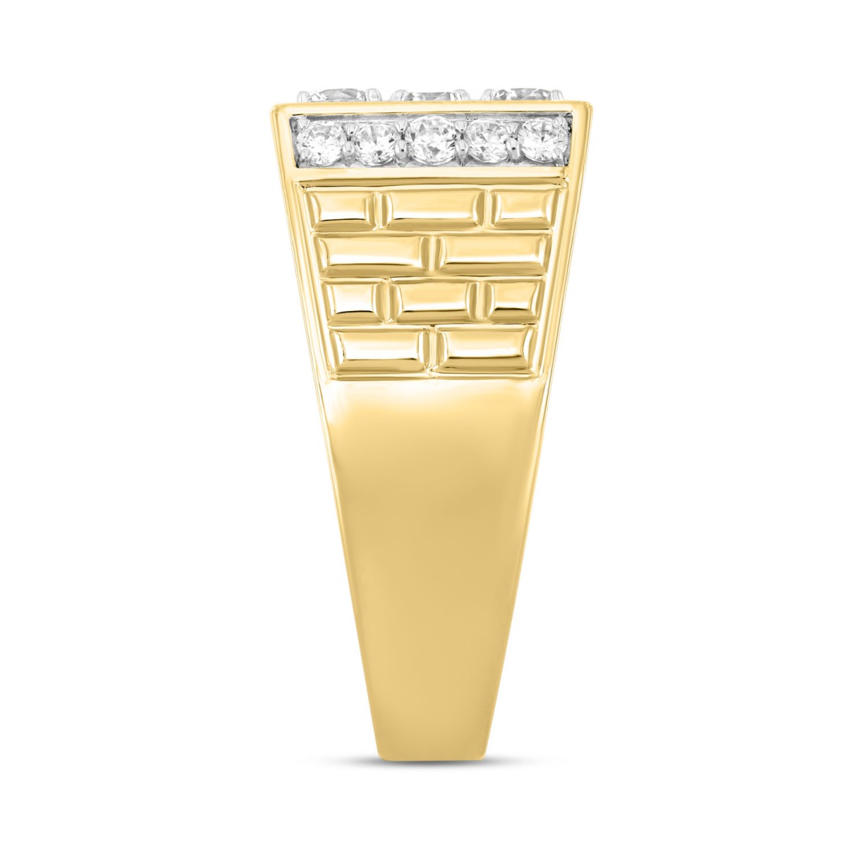 14K YELLOW GOLD 1 3/4CT ROUND DIAMOND MEN'S RING