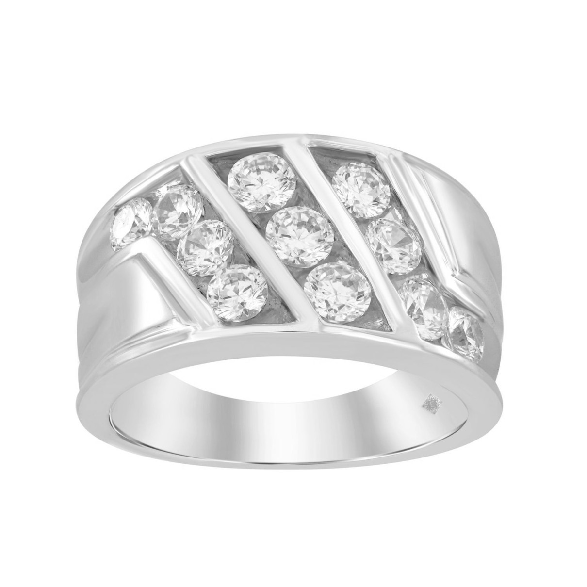 MEN'S RING 2CT ROUND DIAMOND 14K WHITE GOLD