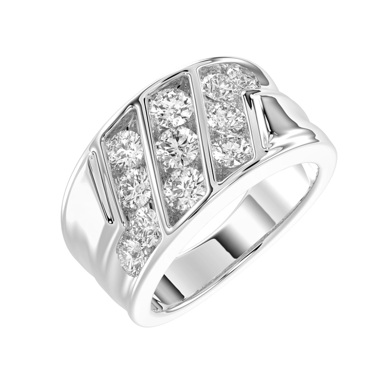 MEN'S RING 2CT ROUND DIAMOND 14K WHITE GOLD