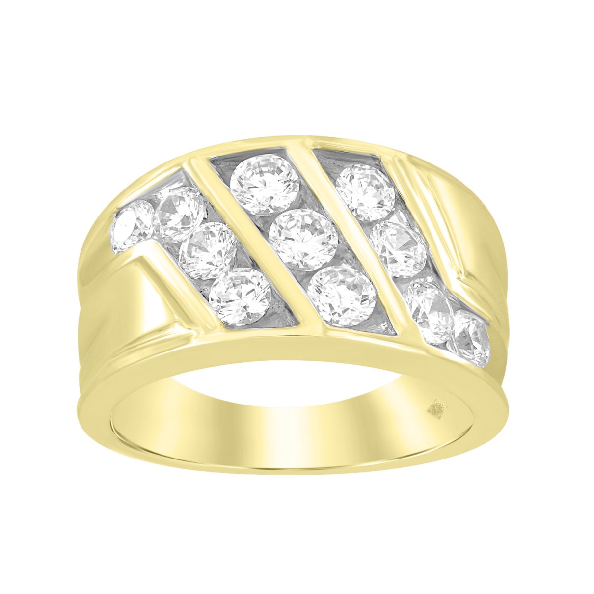 MEN'S RING 2CT ROUND DIAMOND 14K YELLOW GOLD