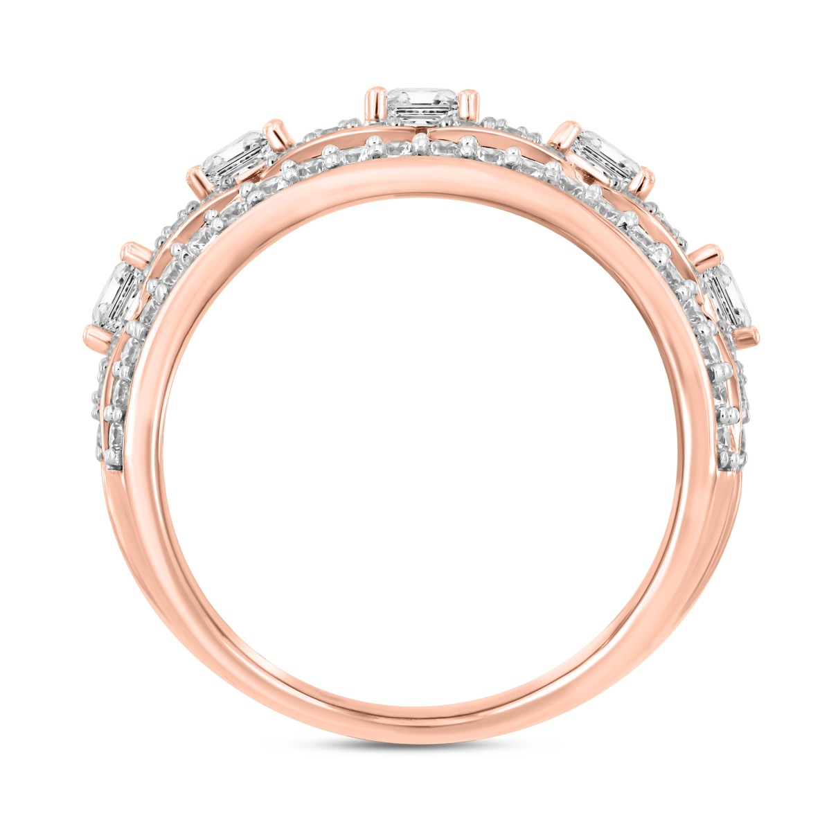 MEN'S RING 2 1/3CT ROUND/PRINCESS DIAMOND 14K ROSE GOLD