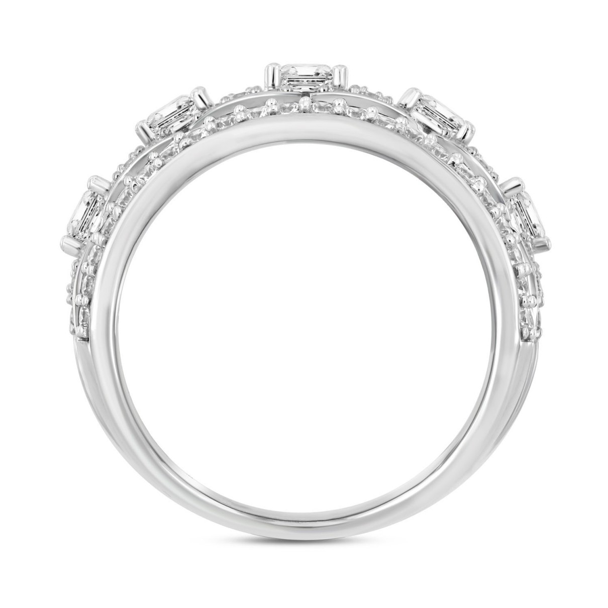 MEN'S RING 2CT ROUND/PRINCESS DIAMOND 14K WHITE GOLD