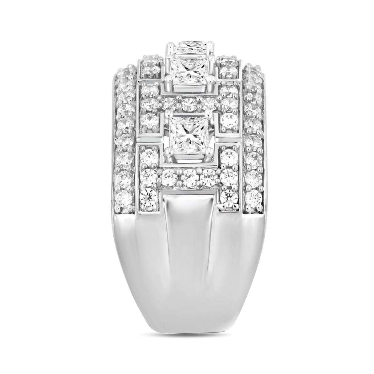 MEN'S RING 2CT ROUND/PRINCESS DIAMOND 14K WHITE GOLD